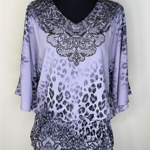 Elegant Lavender Patterned Women's Blouse